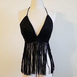 Halter fringe top